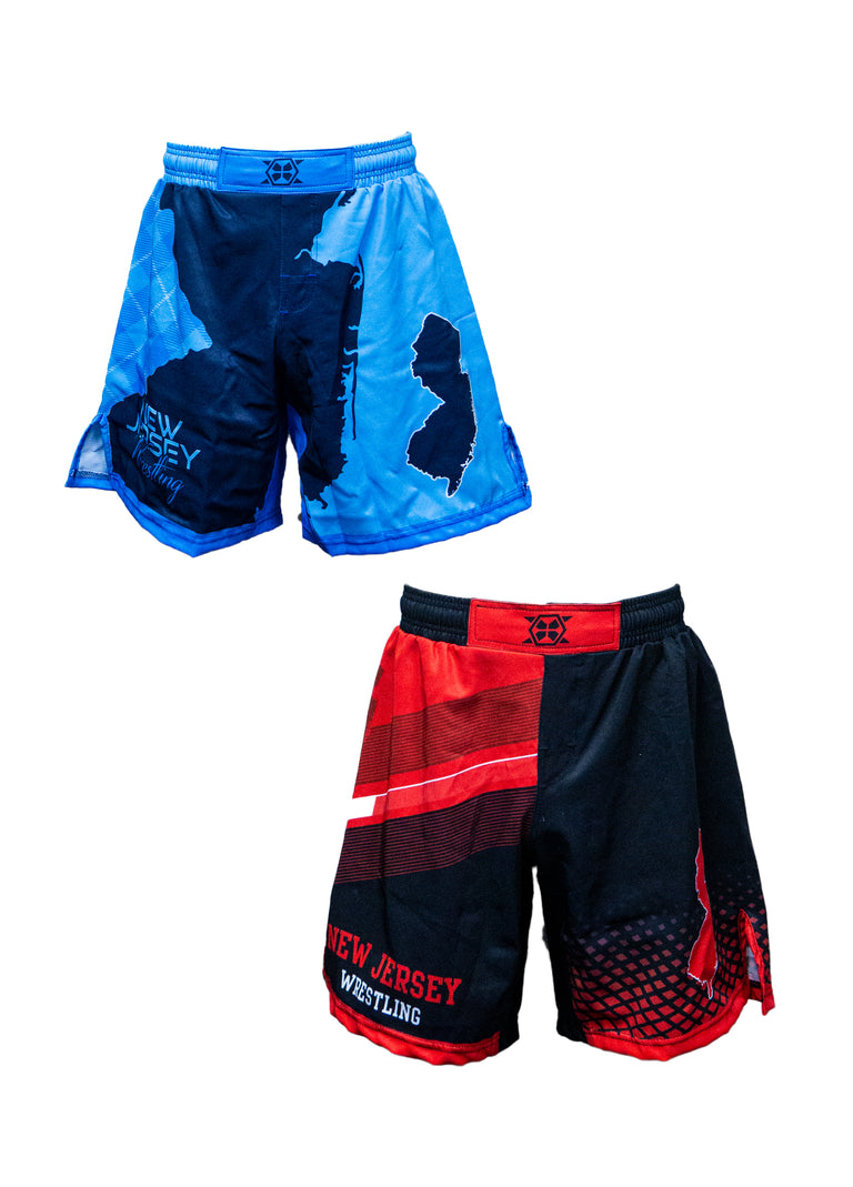 USAW-NJ Fight Shorts - Red & Blue