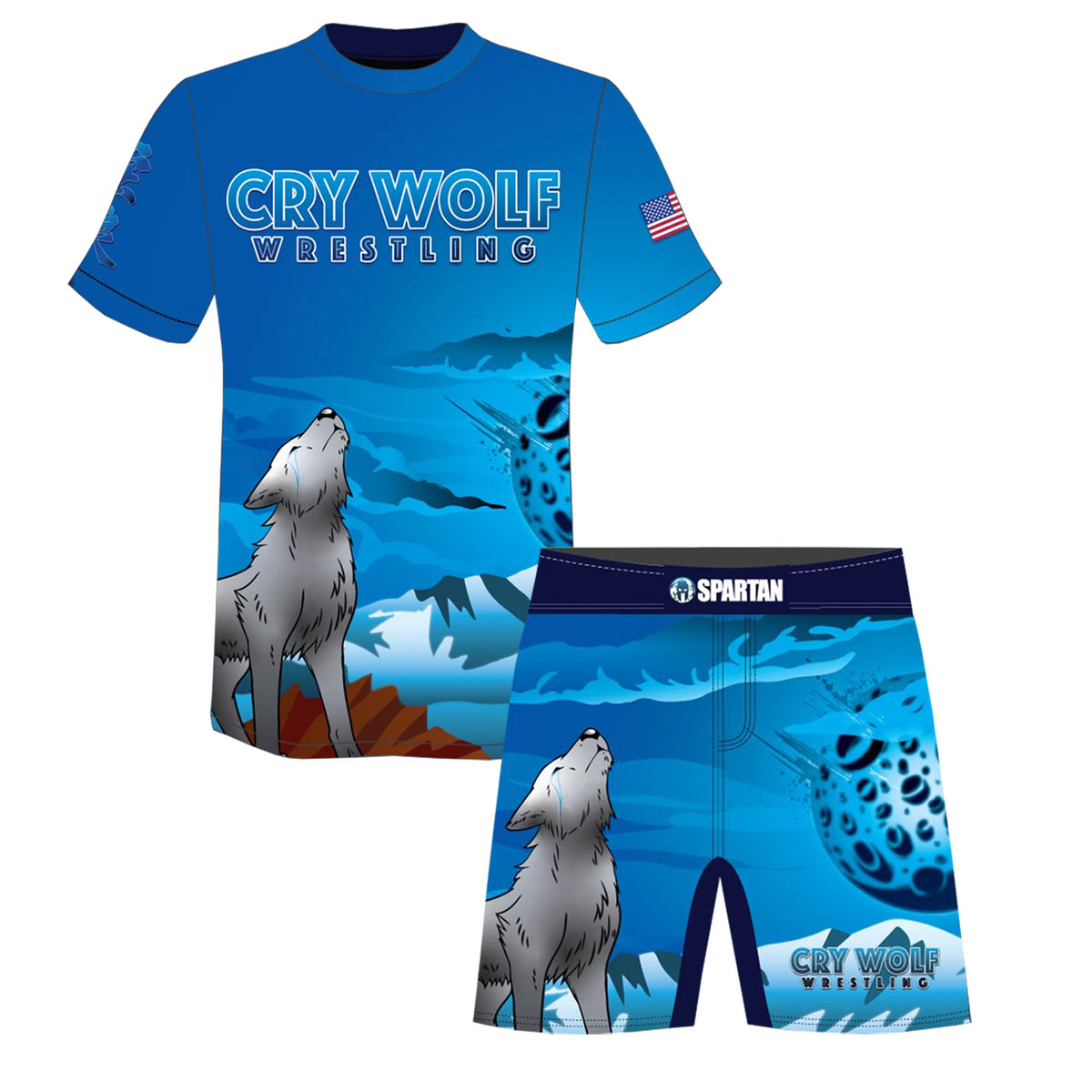 Cry Wolf Wrestling Tee & Fight Shorts Bundle