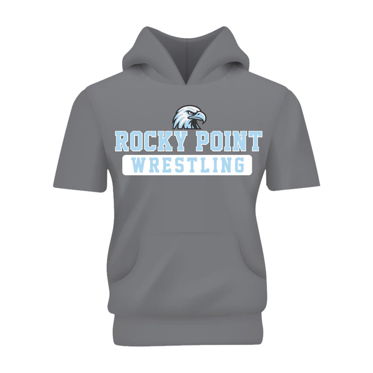 Rocky Point Wrestling Team Short Sleeve Hoodie - Grey
