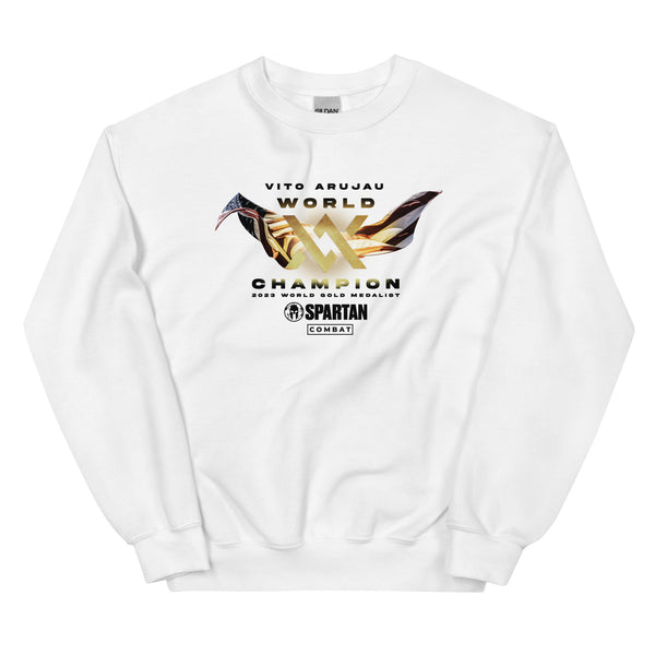 White and 2024 gold champion sweatshirt